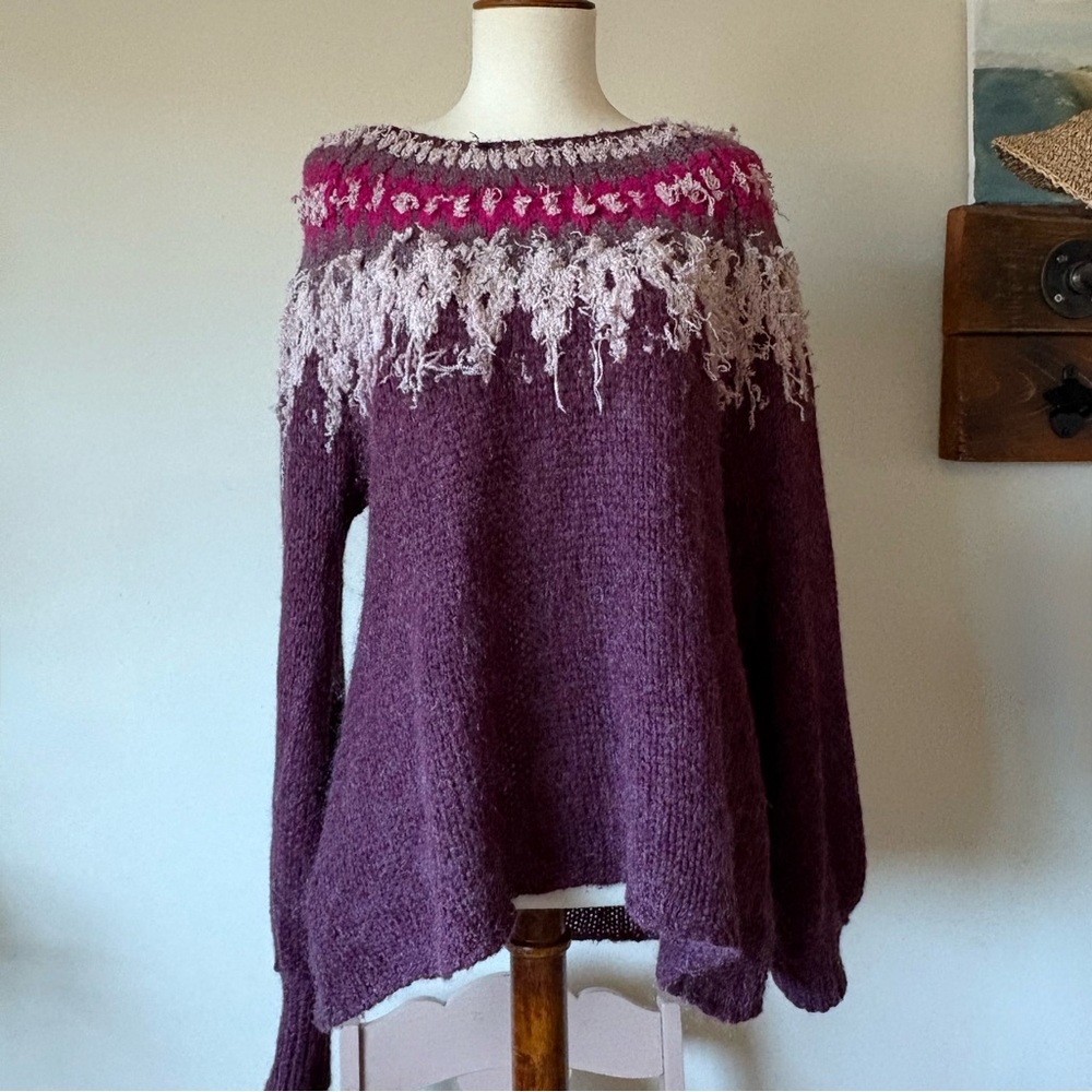 Free People Purple Fair Isle Sweater XS